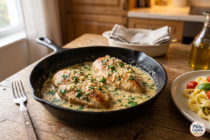 Creamy garlic chicken breasts in Parmesan sauce