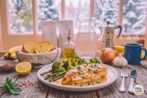 Keto garlic butter chicken with creamy Parmesan sauce and fresh parsley