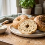 Homemade high-protein cottage cheese bagels made with three simple ingredients, golden brown and served for breakfast.
