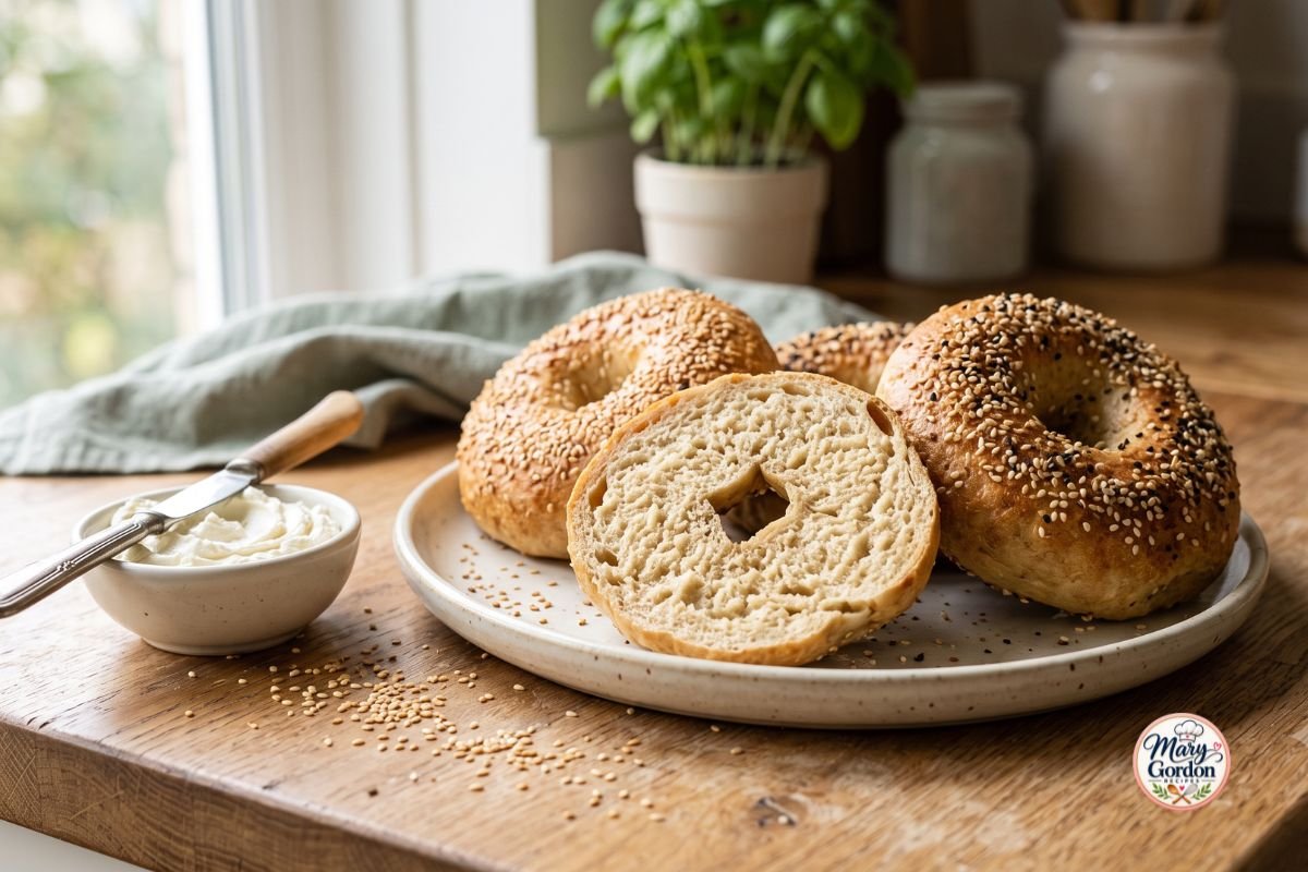 Homemade high-protein cottage cheese bagels made with three simple ingredients, golden brown and served for breakfast.