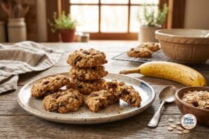 Soft and chewy low calorie oatmeal cookies made with oats and raisins
